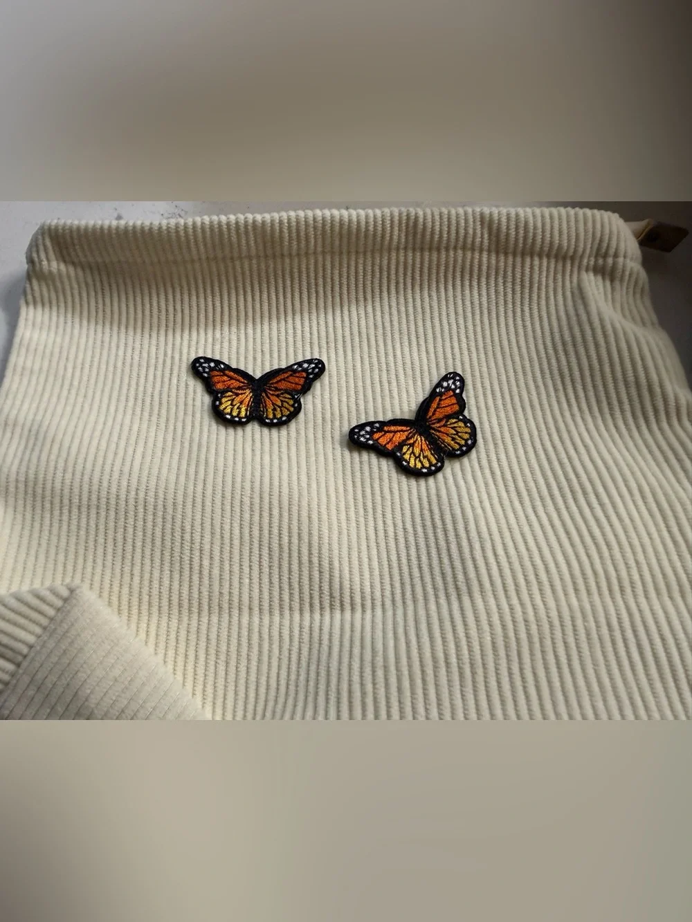 Embroidered Monarch Butterfly Iron-On Patches - Orange & Black. Handmade.